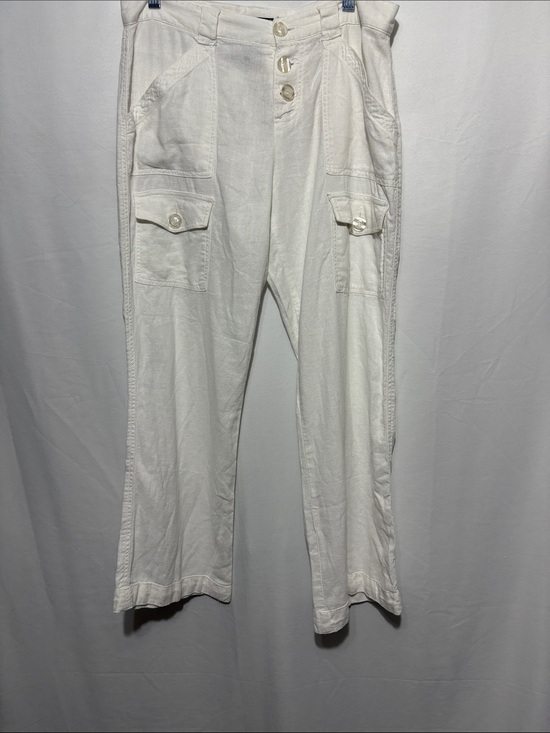 Bisou Bisou Pants - Bisou Bisou white Wide-Leg cotton Utility Cargo Pants
